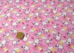 Lovely sheep flannel pink fabric with fshepp